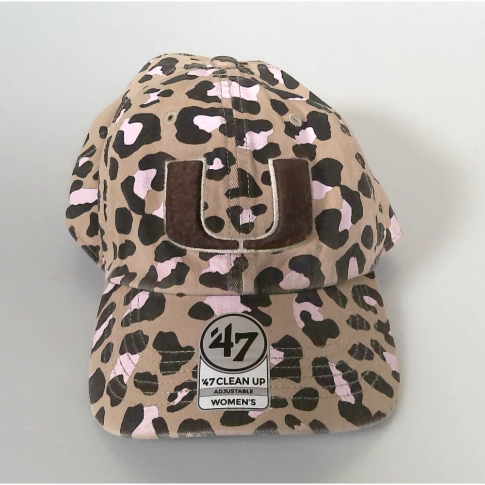 Miami Hurricanes Hat '47 Clean Up Leopard Print Womens Strapback NCAA Cap